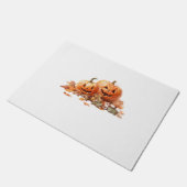 Wasserfarben-Halloween-Kürbis mit Herbstblättern O Fußmatte (Schrägansicht)