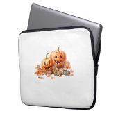 Wasserfarben-Halloween-Kürbis mit Herbstblättern O Laptopschutzhülle (Vorderseite Links)