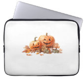 Wasserfarben-Halloween-Kürbis mit Herbstblättern O Laptopschutzhülle (Vorderseite)