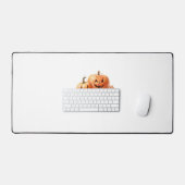 Wasserfarben-Halloween-Kürbis mit Herbstblättern O Schreibtischunterlage (Tastatur & Maus)