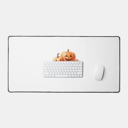 Wasserfarben-Halloween-Kürbis mit Herbstblättern O Schreibtischunterlage (Tastatur & Maus)