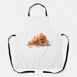 Wasserfarben-Halloween-Kürbis mit Herbstblättern O Schürze