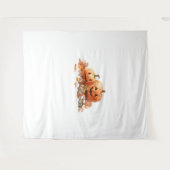 Wasserfarben-Halloween-Kürbis mit Herbstblättern O Wandteppich (Vorderseite (Horizontal))