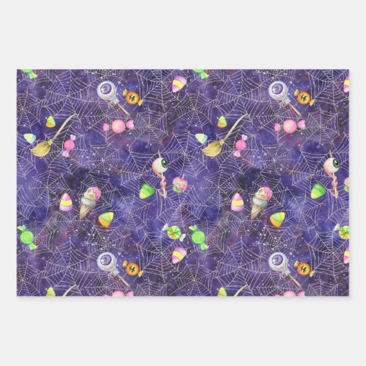 Wasserfarben Halloween-Leckereien Kürbiskröten Geschenkpapier Set (Vorderseite)