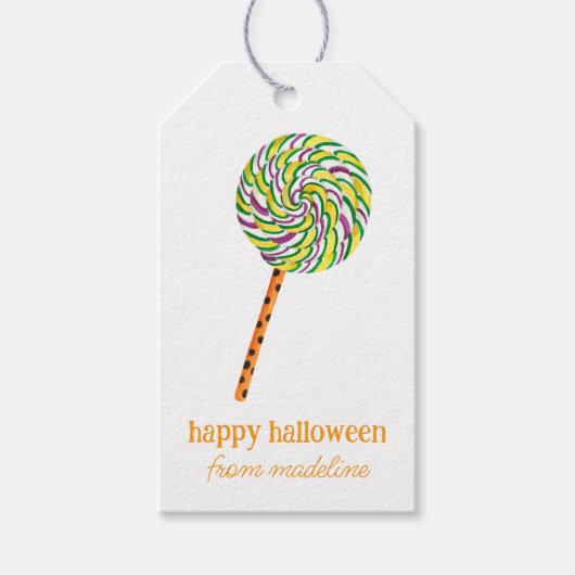 Wasserfarben Halloween Lollipop Cupcakes und Candy Geschenkanhänger (Vorderseite)
