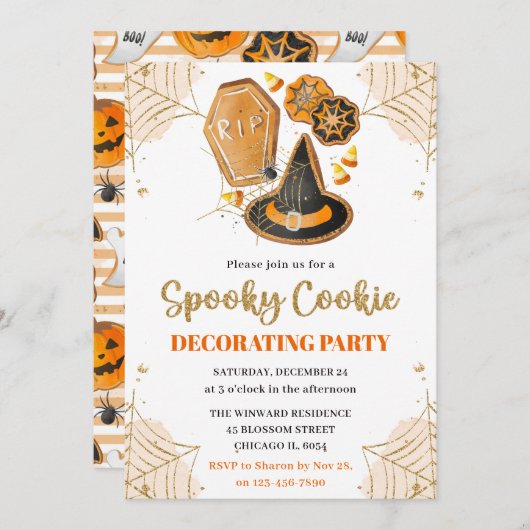 Wasserfarben-Halloween-Party Einladung (Vorne/Hinten)