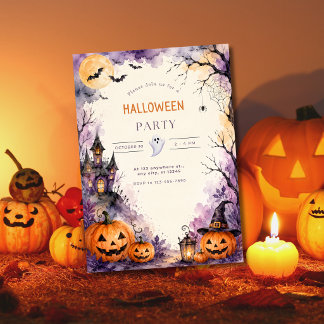 Wasserfarben-Halloween-Party-Einladungsvorlage Einladung