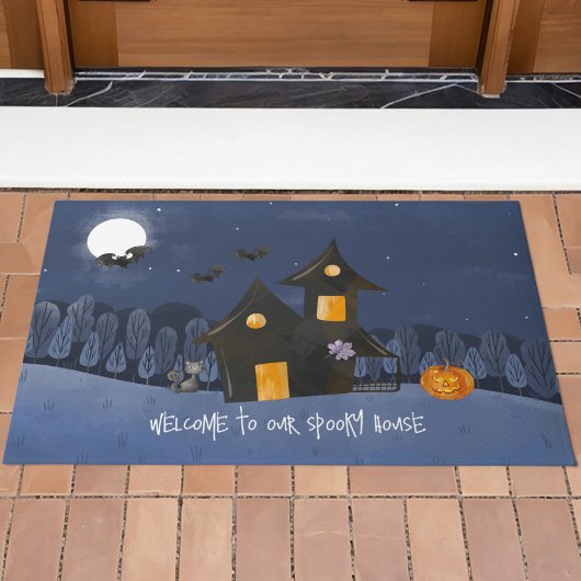 Wasserfarben Halloween Spuk Haus Fußmatte