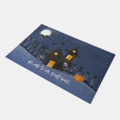 Wasserfarben Halloween Spuk Haus Fußmatte (Schrägansicht)