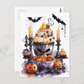 Wasserfarben-Halloween-Süßigkeiten Postkarte (Vorne/Hinten)
