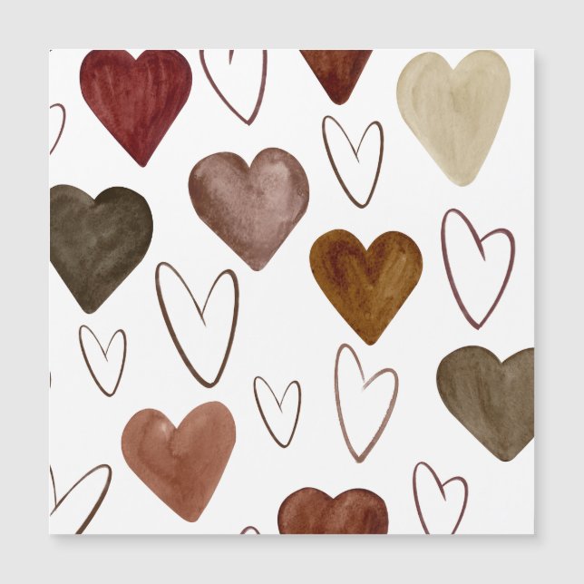 Wasserfarben Hand Ausgezeichnete Linien Herz Skizz Magnetkarte (Vorderseite)