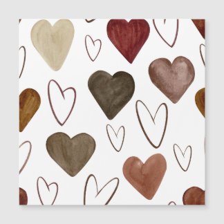 Wasserfarben Hand Ausgezeichnete Linien Herz Skizz Magnetkarte