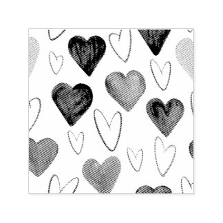 Wasserfarben Hand Ausgezeichnete Linien Herz Skizz Permastempel