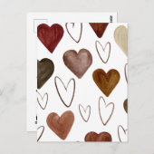 Wasserfarben Hand Ausgezeichnete Linien Herz Skizz Postkarte (Vorne/Hinten)