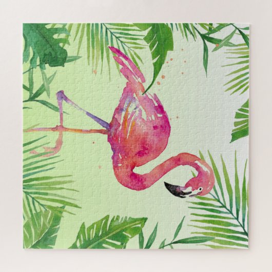 Wasserfarben Hand bemalt Flamingo Kunst Puzzle (Horizontal)