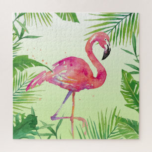 Wasserfarben Hand bemalt Flamingo Kunst Puzzle