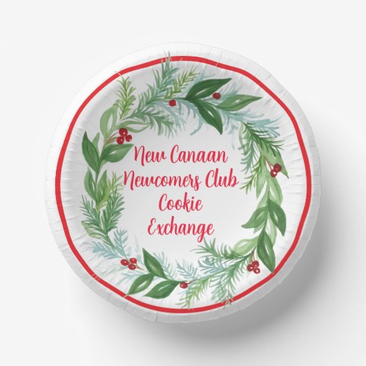 Wasserfarben Hand bemalt Weihnachtskranz Pappteller (Vorderseite)