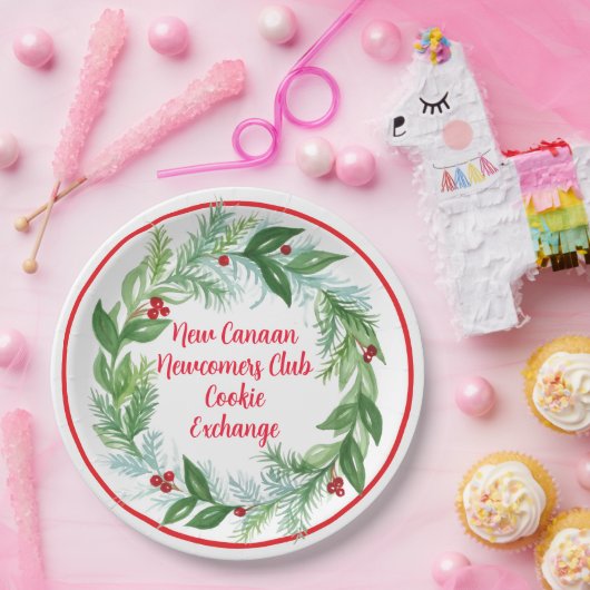 Wasserfarben Hand bemalt Weihnachtskranz Pappteller (Party)