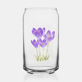 Wasserfarben Handbemalte Lila Crocus-Blume Dosenglas