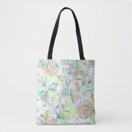 Wasserfarben Handfarbige Rose Tasche
