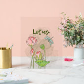 Wasserfarben handgestrichen Rosa Lotus Blütenblühe Acrylschild (Hochzeit)