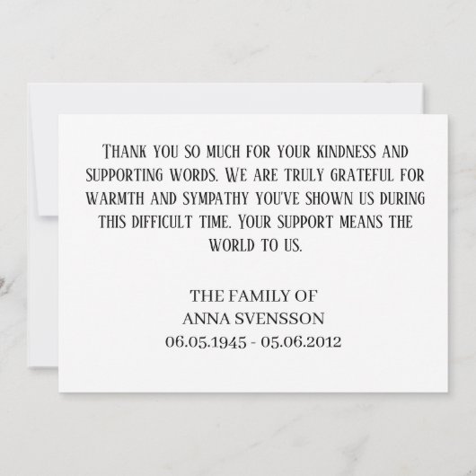 Wasserfarben Handmade Beerdigung Danke Karte (Rückseite)