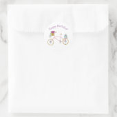 Wasserfarben Happy Birthday Bicycle Runder Aufkleber (Tasche)