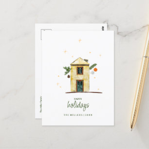 Wasserfarben Happy Holidays House Non-Foto Postkarte