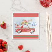 Wasserfarben Happy Holidays Lit Red Car | Weihnach Serviette (Beispiel)