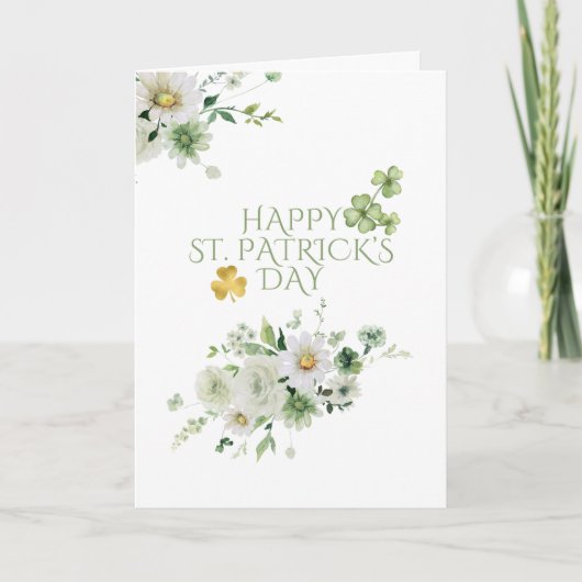 Wasserfarben Happy St. Patrick's Day Kleeblatt Karte (Vorderseite)