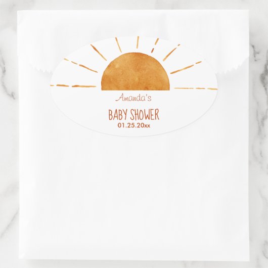 Wasserfarben Happy Yellow Sunshine Boho Babydusche Ovaler Aufkleber (Tasche)