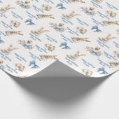 Wasserfarben-Hase-Ente-blauer Schleife-Froher Gebu Geschenkpapier (Ecke)