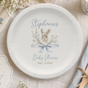 Wasserfarben-Hasen-Baby-Party mit Wildblumen Pappteller