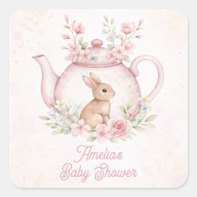 Wasserfarben-Hasen-Kaninchen-Teekanne-Blumen-Baby-