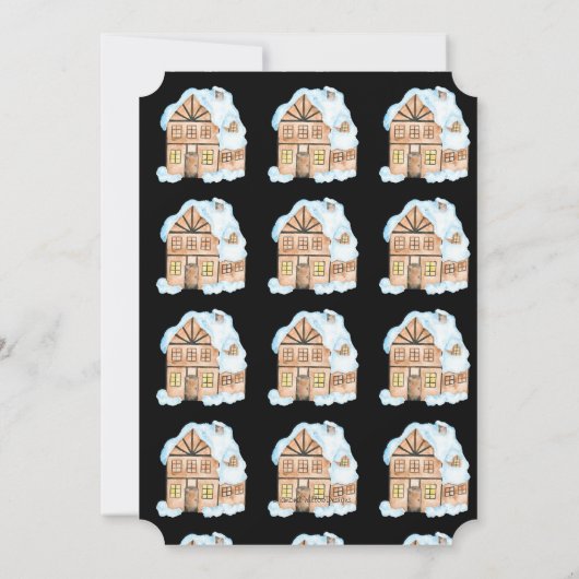 Wasserfarben-Haus Feiertag Einladung (Rückseite)