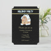 Wasserfarben-Haus Feiertag Einladung (Stehend Vorderseite)