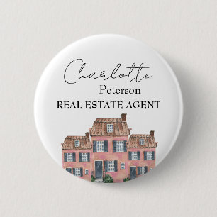 Wasserfarben-Haus-Immobilien-Namensschild Benutzer Button
