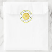 Wasserfarben-hausgemachte Gingham-Lemon-Marke Runder Aufkleber (Tasche)