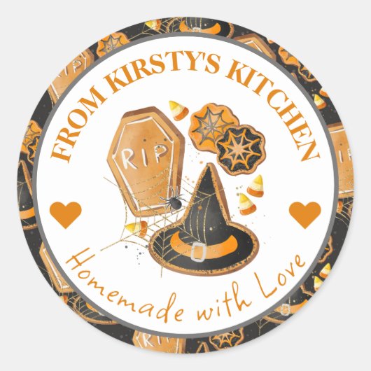 Wasserfarben, hausgemachte rustikale Halloween-Coo Runder Aufkleber (Vorderseite)