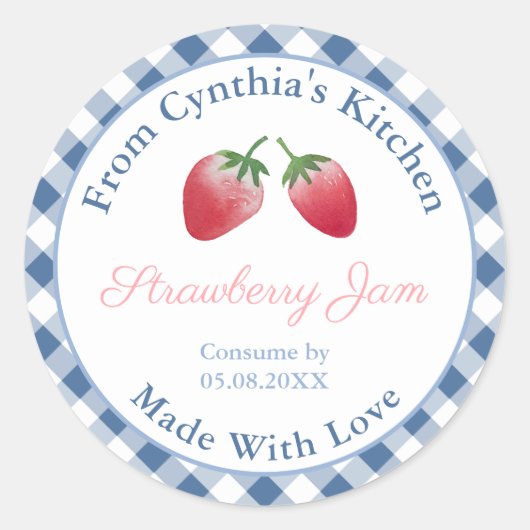 Wasserfarben, hausgemachte Strawberry, Jam Labels Runder Aufkleber (Vorderseite)