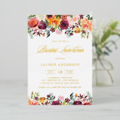 Wasserfarben Herbst Blumen Garland Bridal Luncheon Folieneinladung (Stehend vorne)