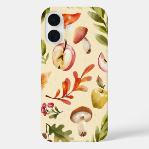 Wasserfarben Herbst Ernte Obst & Pilze iPhone 16 Hülle
