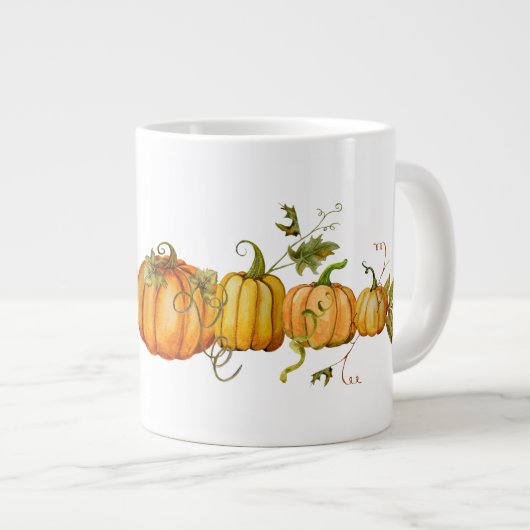 Wasserfarben Herbst Ernte Pumpkins Jumbo-Tasse (Vorderseite Rechts)