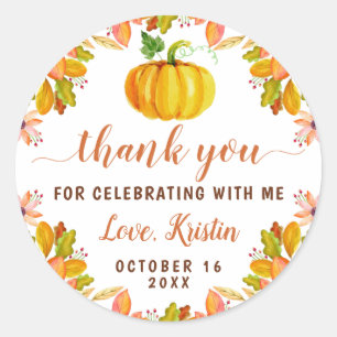 Wasserfarben Herbst Florpumpenfallen Danke Runder Aufkleber