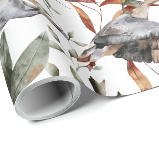 Wasserfarben Herbst Herbst Blätter Mallard Duck Gä Geschenkpapier (Rolleneckpunkt)