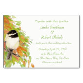Wasserfarben Herbst Herbst Chickadee Bird Wedding Tischnummer (Rückseite)