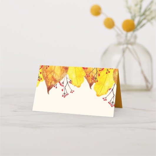 Wasserfarben Herbst Herbst Erntedank Blätter Platzkarte (Vorderseite)
