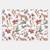Wasserfarben Herbst Herbst Waldtiere Geschenkpapier Set (Vorderseite 3)