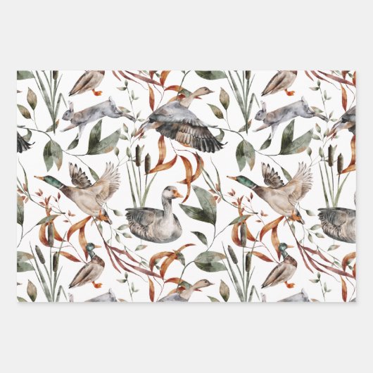 Wasserfarben Herbst Herbst Waldtiere Geschenkpapier Set (Vorderseite)