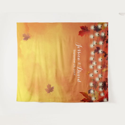 Wasserfarben Herbst macht Elegante Hochzeit im Her Wandteppich (Vorderseite (Horizontal))